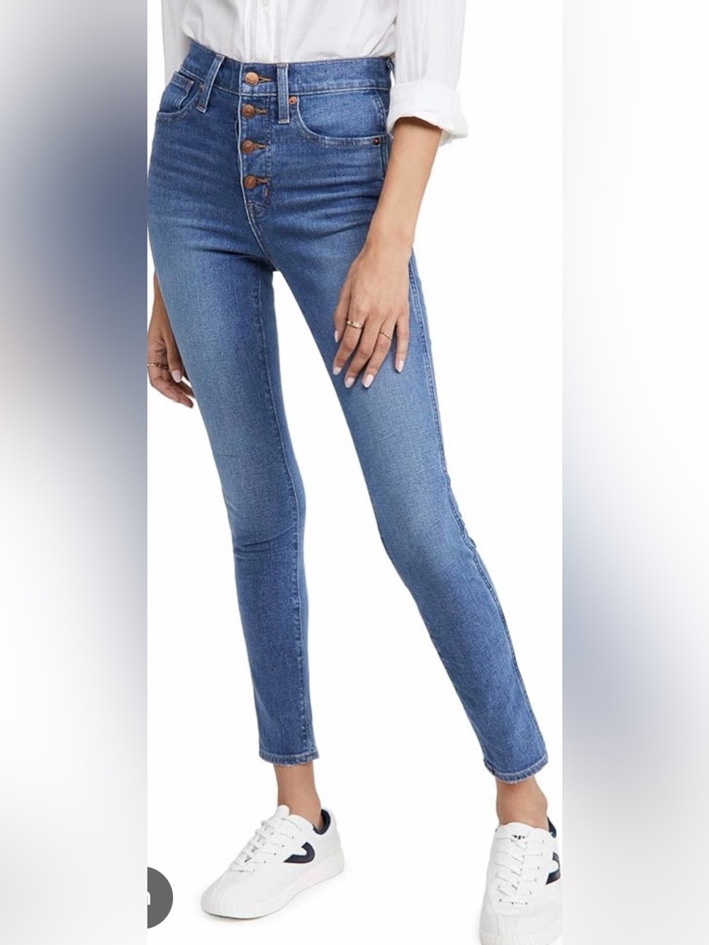 Madewell Button-Fly High-Rise Skinny Jeans - Blue Wash